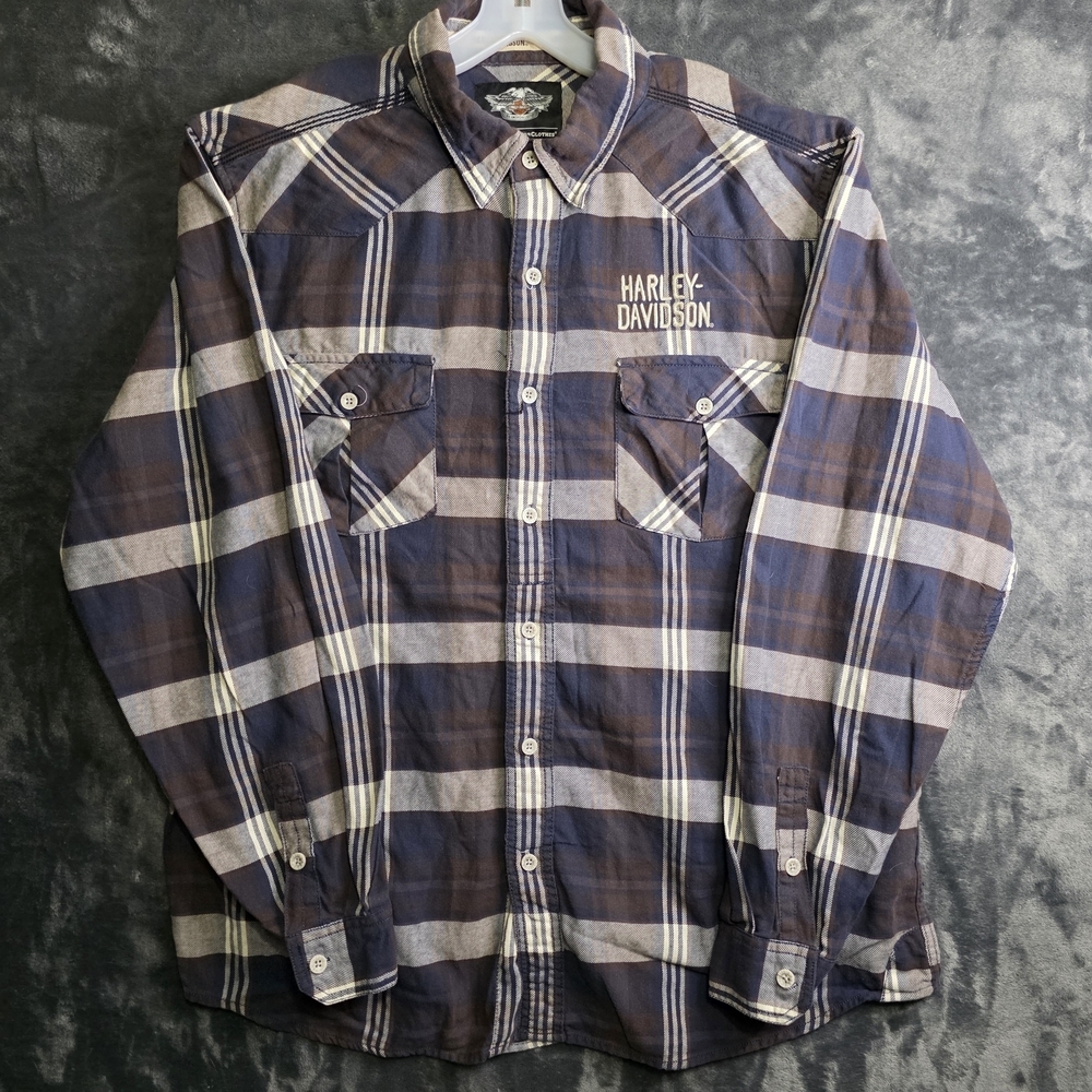 Harley-Davidson® Men's Three Needles Stitch Plaid Long Sleeve Shirt 96449-17VM